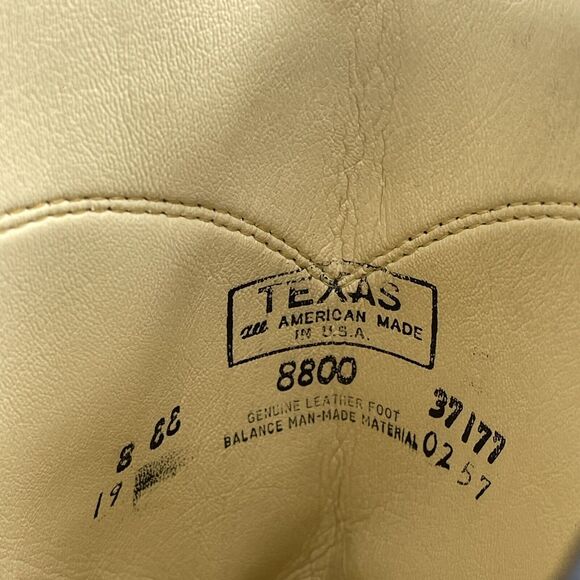 Texas All American Made Leather Cowboy Western Boots Men's 8 EE 8800 - Picture 9 of 10